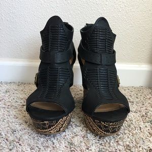 Not Rated black wedge heels